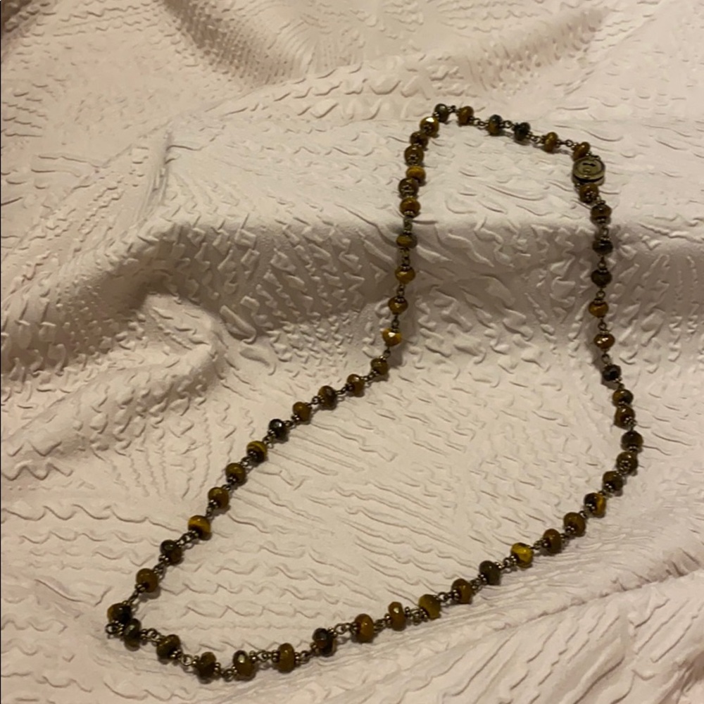 Fossil lock clasp brown jewel necklace